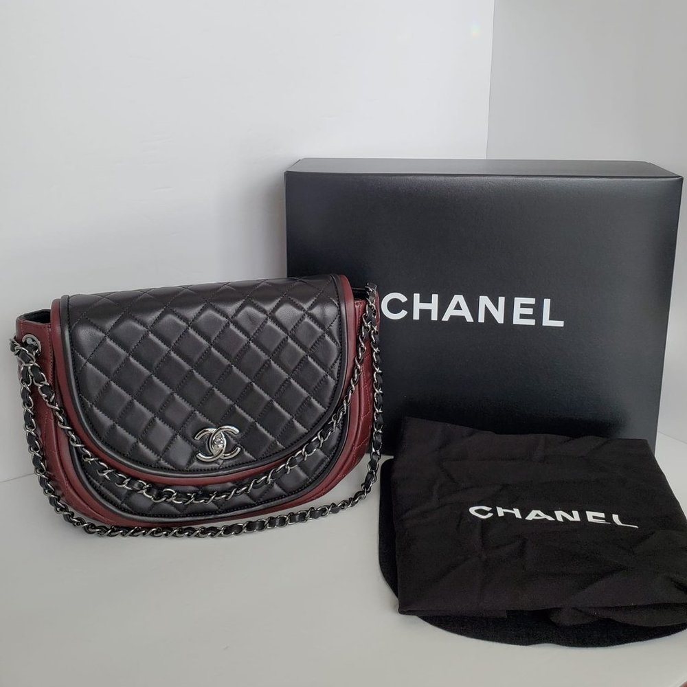 Brand New Authentic Chanel Twist Crescent Flap Bag Quilted Lambskin